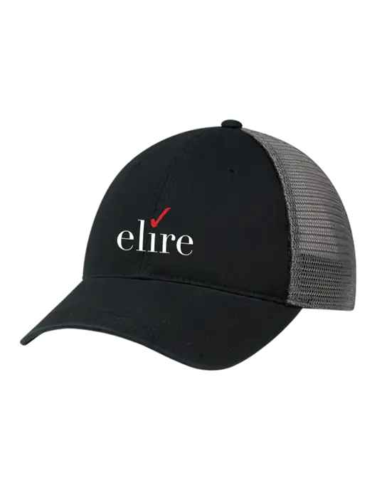 Richardson 111 Garment Washed Trucker Cap Black w/Charcoal Mesh w/Elire Logo
