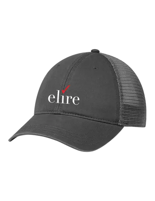 Richardson 111 Garment Washed Trucker Cap Charcoal w/Charcoal Mesh w/Elire Logo