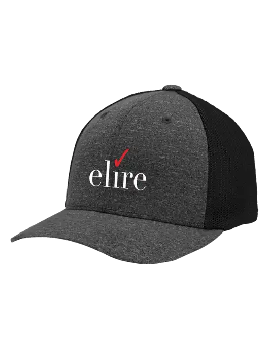 Flexfit Black/Dark Charcoal Heather Melange Mesh Back Trucker Cap w/Elire Logo