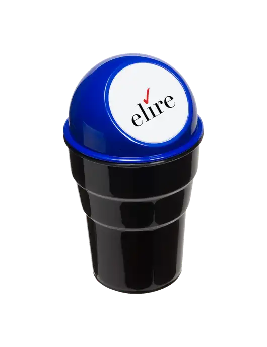 Blue Car Cup Holder Trash Can w/Elire Logo