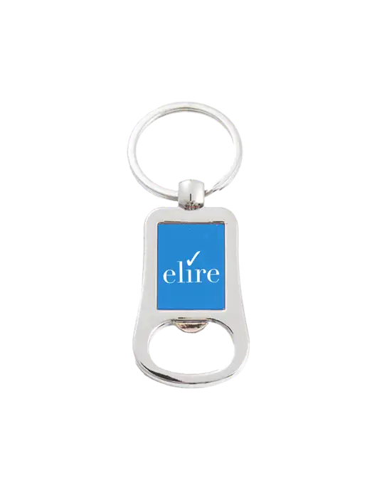 Silver & Blue Bottle Opener Keychain w/Elire Logo