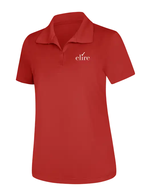 Womens Red Micropique Sport-Wick Polo w/Elire Logo