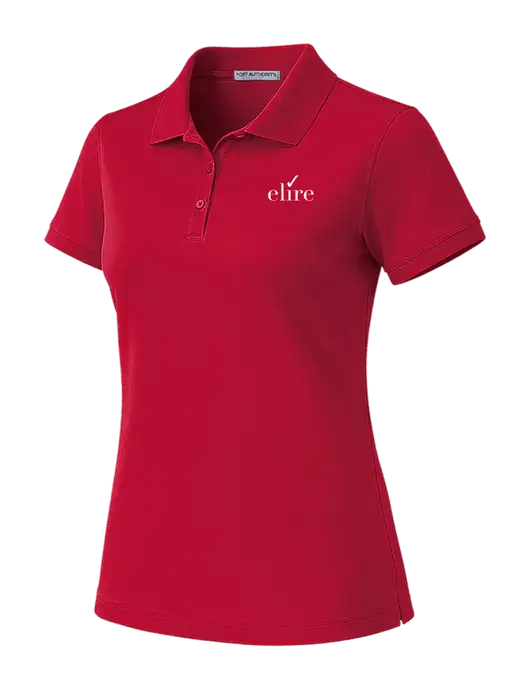 All Cotton Womens Red Polo w/Elire Logo